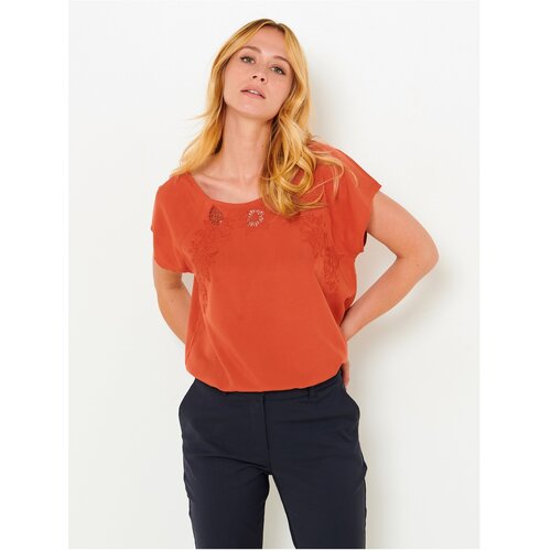 Camaieu Orange Blouse with Embroidery - Women Slike
