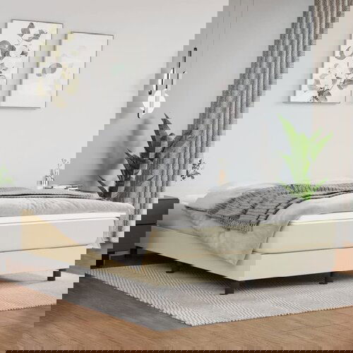 VidaXL Box spring postelja z vzmetnico krem 140x200 cm umetno usnje Slike