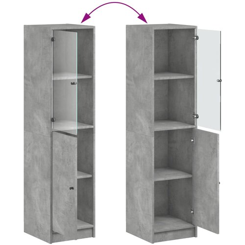  Visoka komoda sa staklenim vratima boja betona 35 x 37 x 142 cm Slike