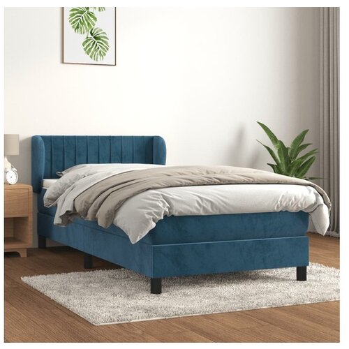  Box spring postelja z vzmetnico temno modra 90x200 cm žamet Cene