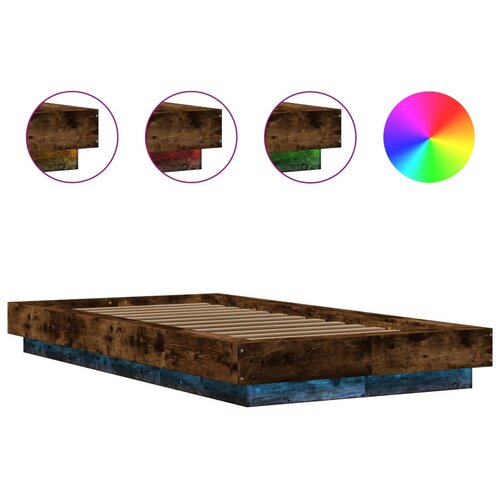  Okvir za krevet s LED svjetlima boja hrasta 90 x 190 cm drveni Slike