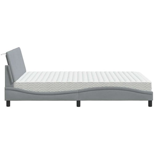 VidaXL krevet s madracem svjetlosivi 140x190 cm od tkanine Slike