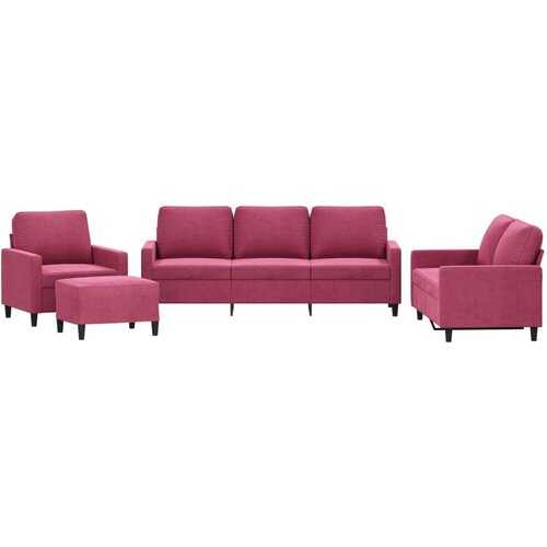  4-dijelni set sofa s jastucima crvena boja vina bar&amp;scaron;unasti Slike
