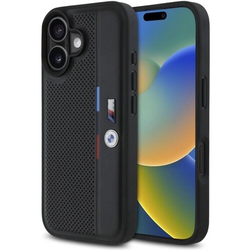 BMW OVITEK M PERFORIRAN TRIKOLOR DETAIL LINE ZA IPHONE 16 ČRN OVITEK, (21898385) Cene