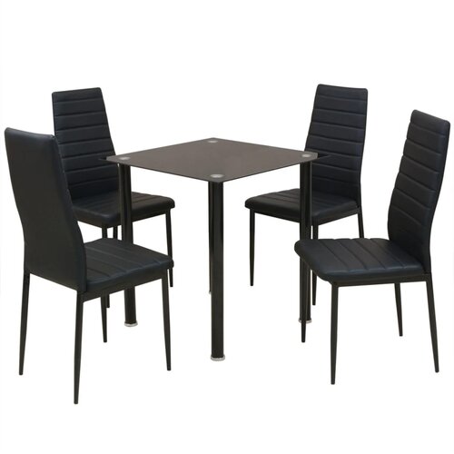 Furnova Pet Delni Komplet Jedilne Mize in Stolov Črne Barve, (21955463) Slike