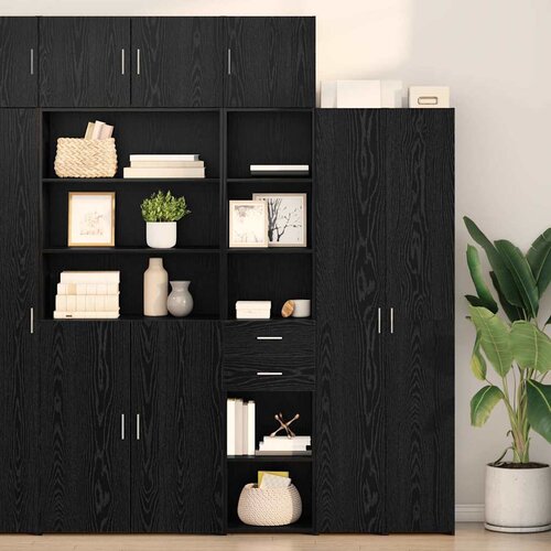 vidaXL Highboard Crni hrast 40 x 42,5 x 185 cm Konstruirano drvo Cijene