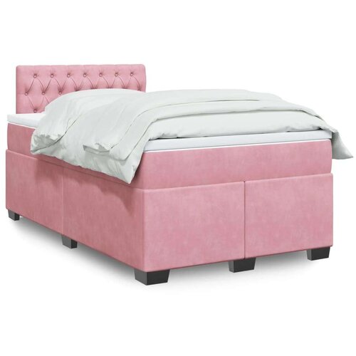 vidaXL Box spring postelja z vzmetnico roza 120x190 cm žamet, (21305222) Cene
