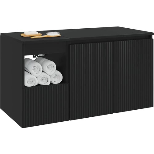  Set namje&amp;scaron;taja za kupaonicu 2 kom. Crna Konstruirano drvo 62,5 x 44,5 x 50 cm Slike