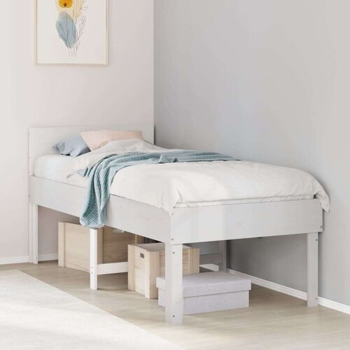 vidaXL Posteljni okvir brez vzmetnice bel 90x190 cm trdna borovina Cene