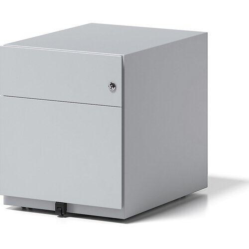BISLEY Pomični predalnik Note™, 1 predal za obešalne mape, 1 univerzalni predal, VxŠxG 495 x 420 x 565 mm, z oprijemalno letvijo, svetlo siv Cene
