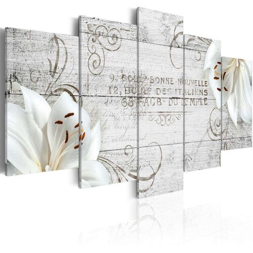  Slika - White lilies on wood 100x50 Slike