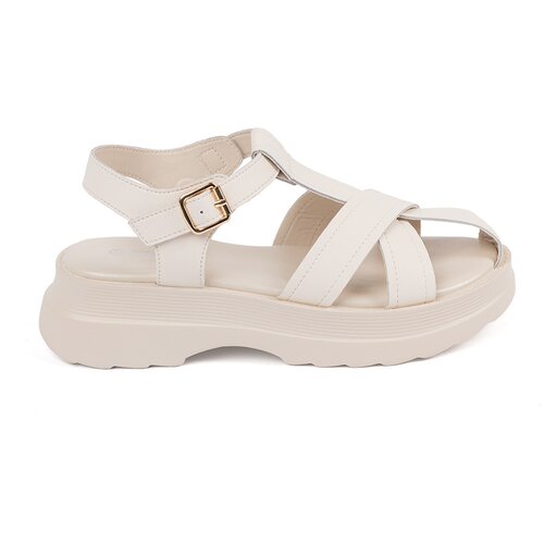 GOODIN Light beige sandals with a thick sole Slike