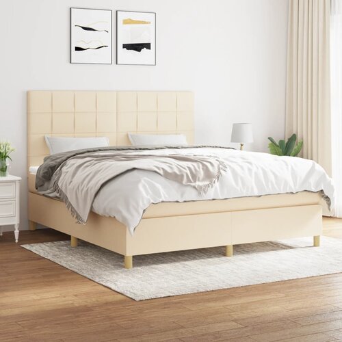  The Living Store Box spring postelja z vzmetnico krem 180x200 cm blago - Box Spring Postelja, (21449021) Slike