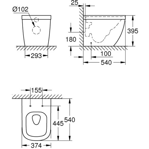 Grohe talna brezrobna WC školjka Euro Ceramic - brez premaza 39339000 (brez WC deske) Cene