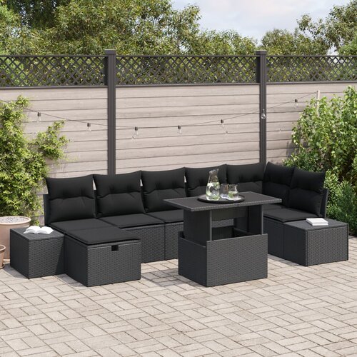 VidaXL 8 Dijelni Vrtni Sofa Set s Jastučićima Crni Poly Ratan Slike