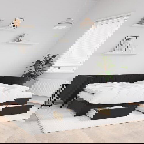  The Living Store Izvlečna dnevna postelja s predali črna 100x200 cm žamet - Izvlečna Dnevna Postelja, (21439849) Cene