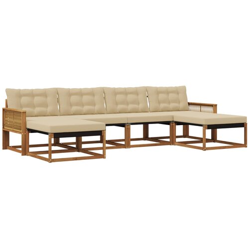 vidaXL Zunanja garnitura za sedenje z blazino 6 pcs Naravna in bež, (5000273335) Cene