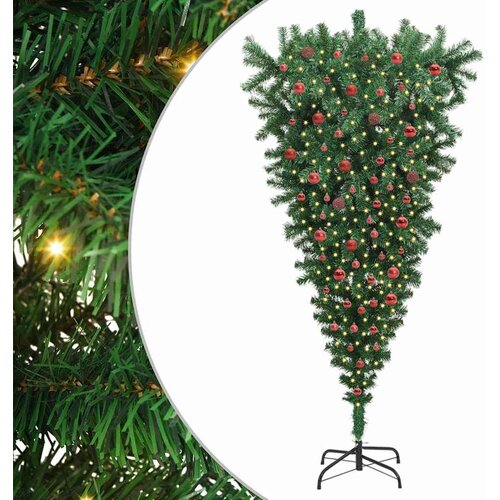  Opu&amp;scaron;teni umjetni božićni bor s balama Zelena 210 cm PVC Slike