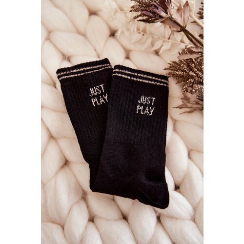 Kesi Women&amp;#039;s Sport Socks Horizontal Inscription Just Play Black Slike