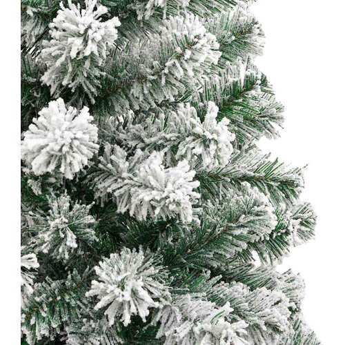 VidaXL Umjetno božićno drvce s nogom Zelena i bijela 210 cm PVC Slike