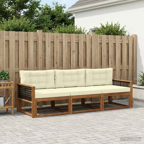  Set vanjskih sofa 3 kom. Prirodna i krem Slike