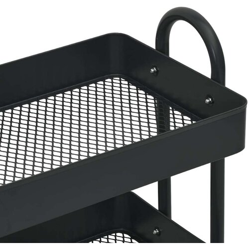 VidaXL Kolica s 3 razine crna 43 x 34 x 79 cm čelična Slike