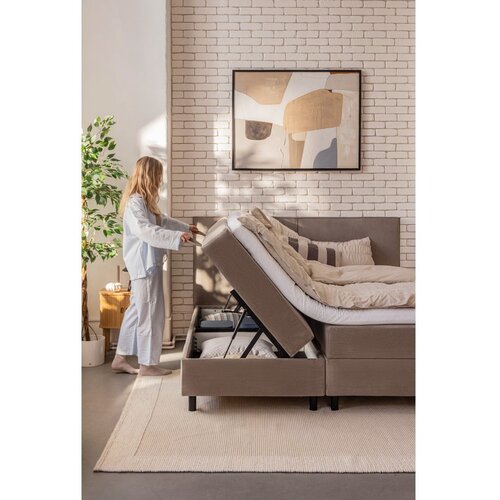 Bonami Selection Smeđe-sivi boxspring krevet s prostorom za odlaganje 180x200 cm Elva Bold &amp;ndash; Slike