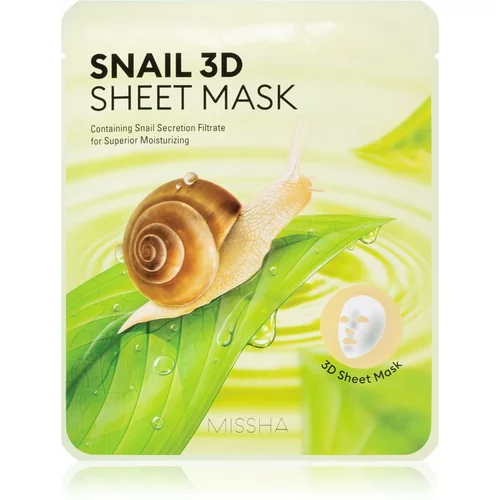 MISSHA Snail Sheet maska za čišćenje i osvježavanje lica s ekstraktom puža 23 g