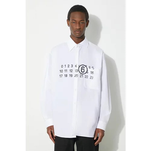 MM6 MAISON MARGIELA Pamučna košulja za muškarce, boja: bijela, relaxed, s button-down ovratnikom, SH0DT0005