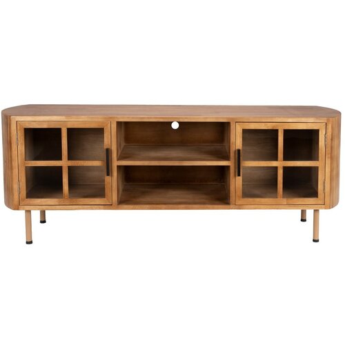 White Label TV omarica iz masivnega kavčukovca v naravni barvi 150x55x38 cm Yaz – Cene