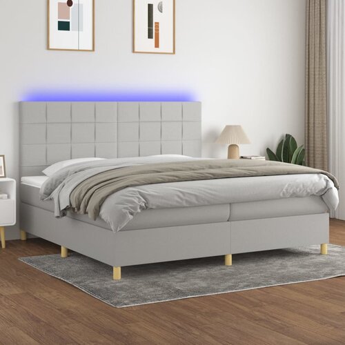  Krevet box spring s madracem LED svjetlosivi 200x200 cm tkanina Slike