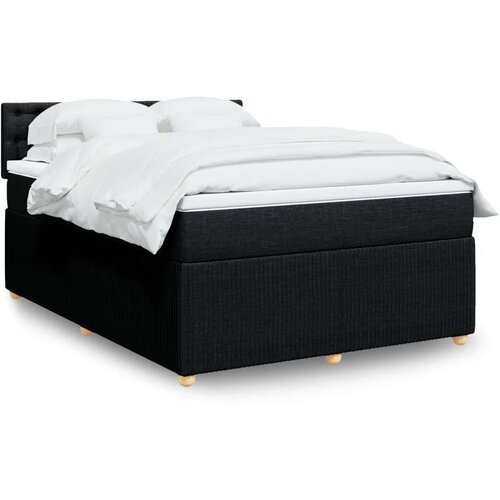 VidaXL Krevet s oprugama i madracem crni 160x200 cm od tkanine Slike