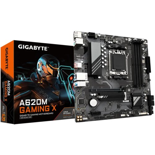 Gigabyte A620M GAMING X Motherboard - Supports AMD Ryzen 8000 CPUs, 8+2+1 Phases Digital VRM, up to 8000MHz DDR5 (OC), 1xPCIe 4.0 M.2, GbE LAN, USB 3.2 Gen 2 Slike