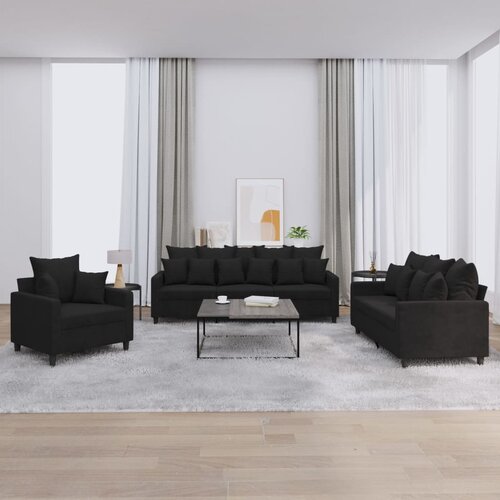 vidaXL 3-dijelni set sofa s jastucima crni baršunasti Cijene