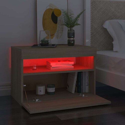 VidaXL noćni ormarić LED boja hrasta sonome 60 x 35 x 40 cm drveni Slike