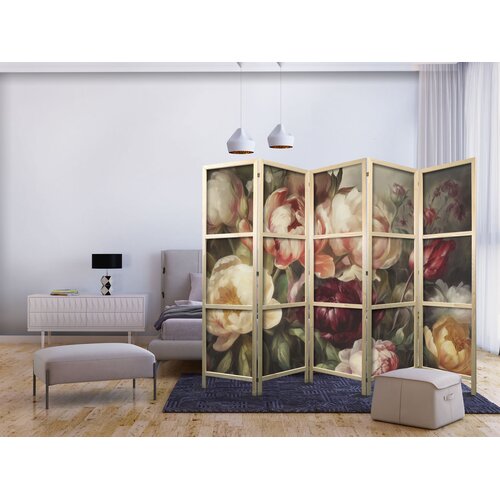  Japanski paravan - Blooming Peonies - Charismatic Flowers Bathed in Sunlight Cene