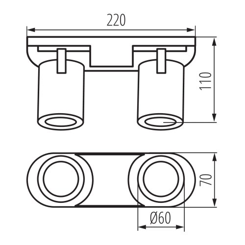 Kanlux 38961 - Spot svetlo LAURIN, 2x GU10 (10 W), 230 V, mesing/crna Slike