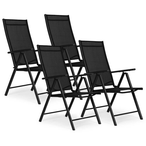 MULTIGARDEN Set od 4 sklopive baštenske stolice sa podesivim naslonom, Black, Cene