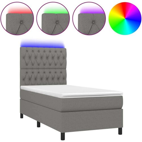 Box spring s madracem LED tamnosivi 90x190 cm tkanina Slike