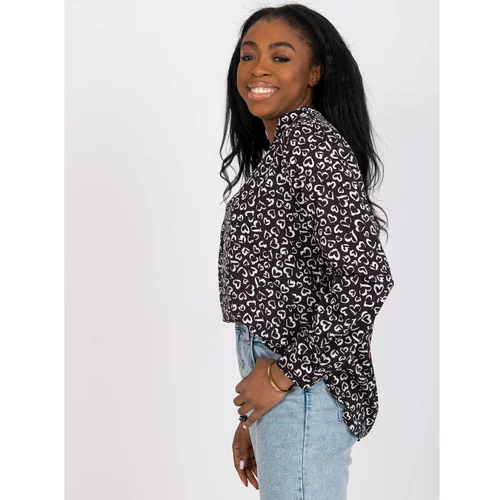 Fashion Hunters Black Inesa print blouse with a V-neck