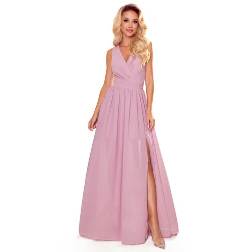Numoco Long dress with neckline and tie Cene