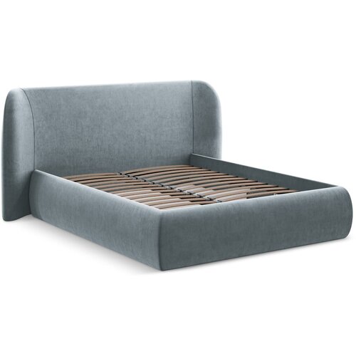 Makamii Svijetlo plavi tapecirani bračni krevet s prostorom za odlaganje s podnicom 180x200 cm Hauke – Cijene