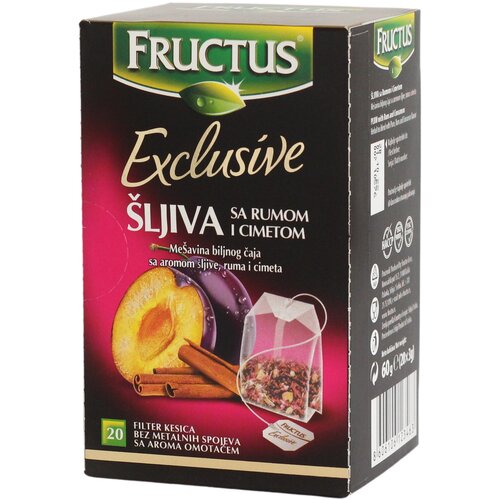 Fructus čaj od šljiva sa rumom i cimetom 60g, 20x3g Slike