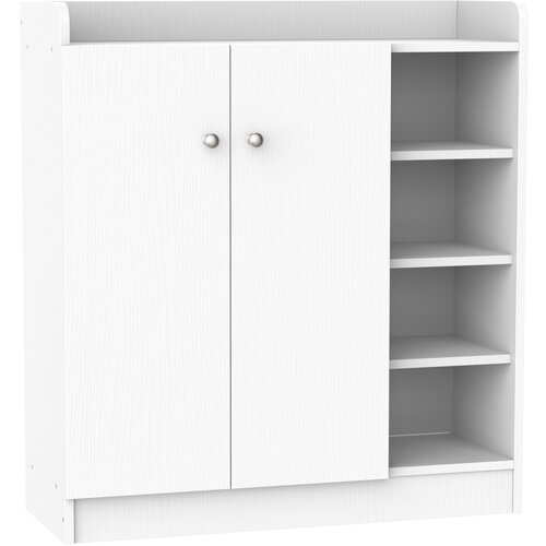 HOMCOM Prostorsko varčna in sodobna bela lesena omara za 12 parov čevljev, 4 odprte police, 83 x 30 x 90 cm, bela, (20745323) Cene