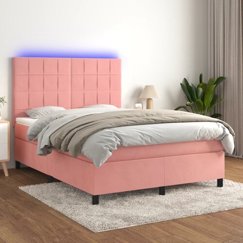  box spring s madracem LED ružičasti 140x200cm bar&scaron;unasti Cijene