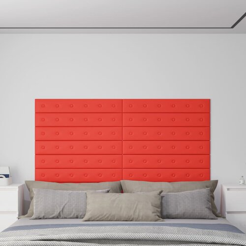 vidaXL Zidne ploče od umjetne kože 12 kom crvene 90 x 15 cm 1,62 m² Cijene