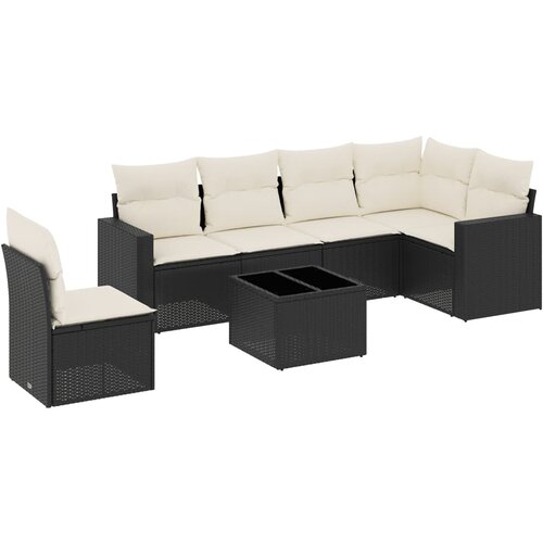  7-dijelni set vrtnih sofa od poliratana s jastucima crni Crna 65.5 x 62 x 69 cm Slike