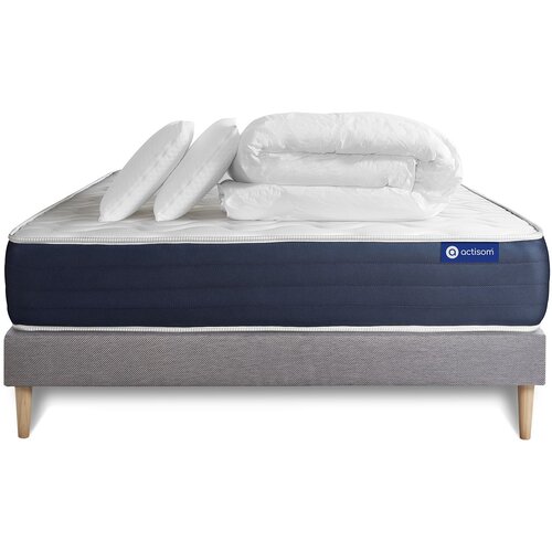 ACTISOM Kompletni paket za posteljo - Vzmetnica 140x190 cm + Vzmetnica z letvami (v kompletu) + 2 vzglavnika + Prevleka - Actimemo Sleep, (21614368) Cene