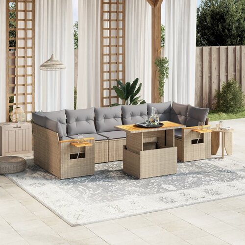vidaXL 8-dijelni set vrtnih sofa od poliratana s jastucima bež Cijene