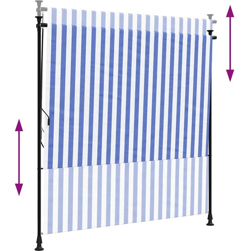  Vanjska roleta plavo-bijela 150 x 270 cm od tkanine i čelika Slike